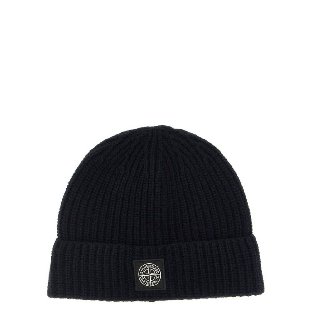 Stone Island Blue Virgin Wool Men's Beanie